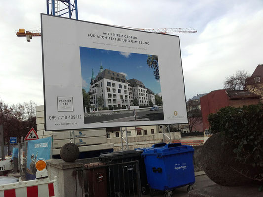 Bautafel 6x4m Stahlkonstruktion München Bavariaring