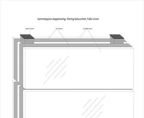 Sammelanlage Pylon Leuchttransparente LED einseitig