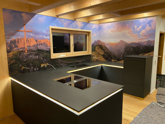 Küchenrückwand 150cm hoch Bergpanorama matt