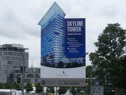 Stahl Bautafel BHG Skyline Tower München