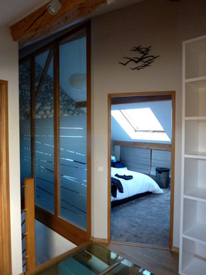 Séparation de pièces en Fermacel et cloison vitrée