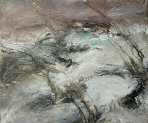 "Hochwasser in BB",2002, Öl/Leinwand,50x60