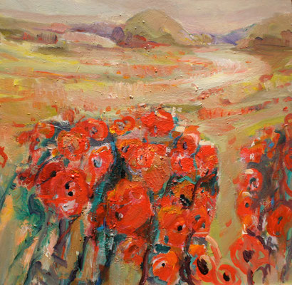 "Mohn",2009, Acryl/Leinwand, 80x80