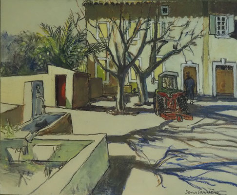 65-Fontcaude, technique mixte (fusain, pastel, huile) sur bois médium, format 50 cm x 61 cm, prix : 650 €
