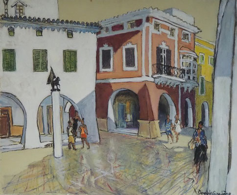 7-Minorque, Ciutadella, technique mixte (fusain, pastel, huile) sur bois médium, 60 cm x 73 cm, prix : 850 €