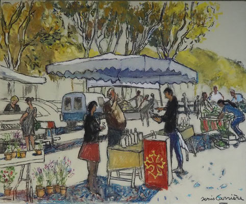2-Narbonne, dégustation, technique mixte (fusain, pastel, huile) sur bois médium, format 60 cm x 73 cm, prix : 850 €