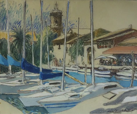 57-Marseillan, technique mixte (fusain, pastel, huile) sur bois médium, format 65 cm x 54 cm, prix : 650 €