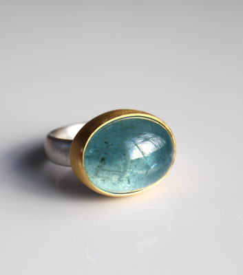 Silber Gold Ring mit Aquamarin