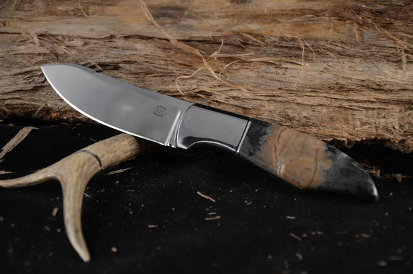 #94 Green River Skinner.  Blade length 3 3/4" Overall 8 1/4" Made with 440C.  Stone handle with nickel silver bolster.  Maker RD Nolen