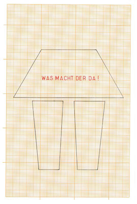 "Was macht der da!", 2016, encre de chine sur papier millimétré, 29,7x21cm.