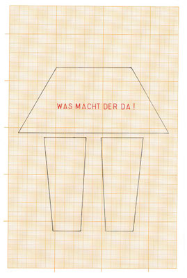 "Was macht der da!", 2016, encre de chine sur papier millimétré, 29,7x21cm.