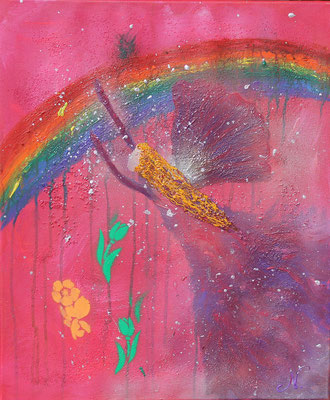 Regenbogenelfe der Lebensfreude   Größe 50x60cm