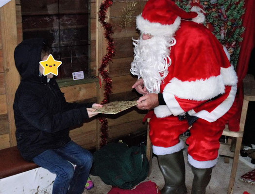 Santa giving out a present