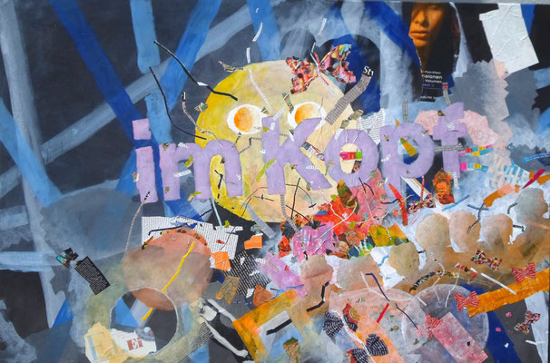 "im Kopf", Mixed Media auf Leinwand, 120x80 cm