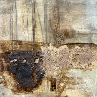 Collage Mischtechnik auf Karton/Holz, 30 x 30 cm