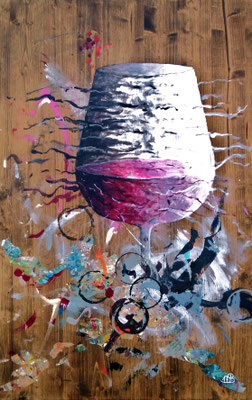 "(w)einerlei", Mixed Media auf Leinwand, 70x113 cm