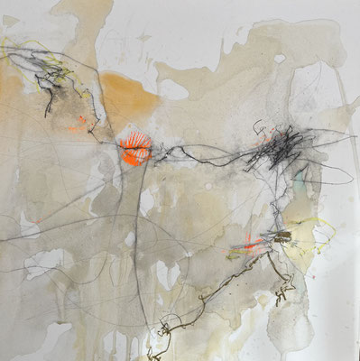 Aquarell auf Holzfaserplatte, 60 x 60 cm