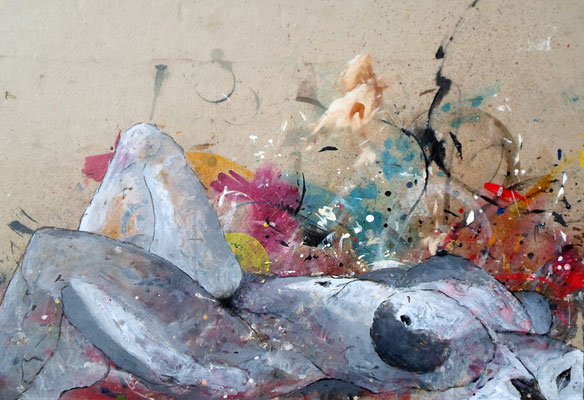"Akt, der erste", Mixed Media uf Leinwand, 113x70 cm