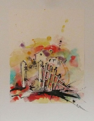 "WINZERHAUS" Aquarell, 40 x 50 cm