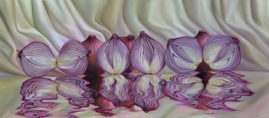 Jorge Luna, El llanto de las cebollas, óleo sobre tela, 80 x 180 cm. 