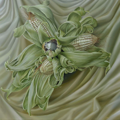 Jorge Luna, Olanes de la Milpa, óleo sobre tela, 120 x 120 cm. 