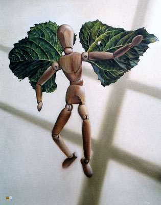 Jorge Luna. LEVITANDO. Óleo sobre tela 120 x 100 cm. 