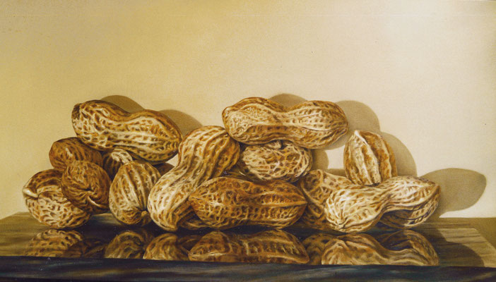 Jorge Luna, Cacahuates en escena, óleo sobre tela, 80 x 150 cm. 