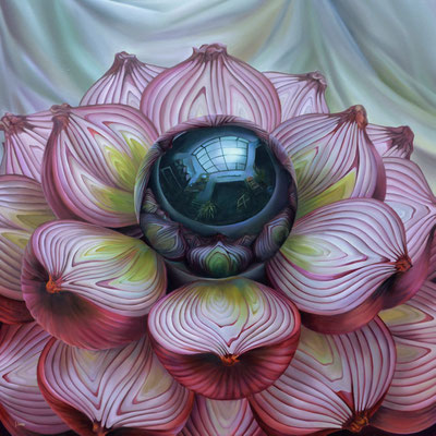 Jorge Luna, Postura de Loto, óleo sobre tela, 120 x 120 cm. 