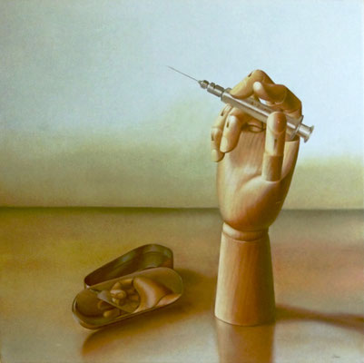 Jorge Luna. LA DURA CURA. Óleo sobre tela 120 x 120 cm. 