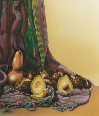 DEL AGUACATERO.  Óleo sobre tela, 120 x 100 cm. Jorge Luna