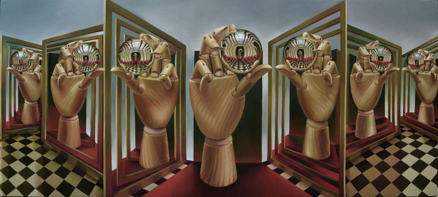 Jorge Luna. UNO Y MÚLTIPLE. Óleo sobre tela 80 x 180 cm. 