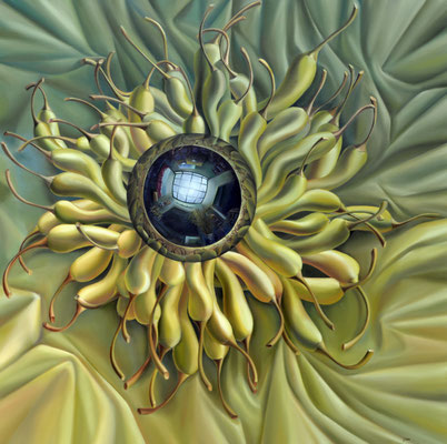 Jorge Luna, La estrella de la salsa, óleo sobre tela, 120 x 120 cm. 