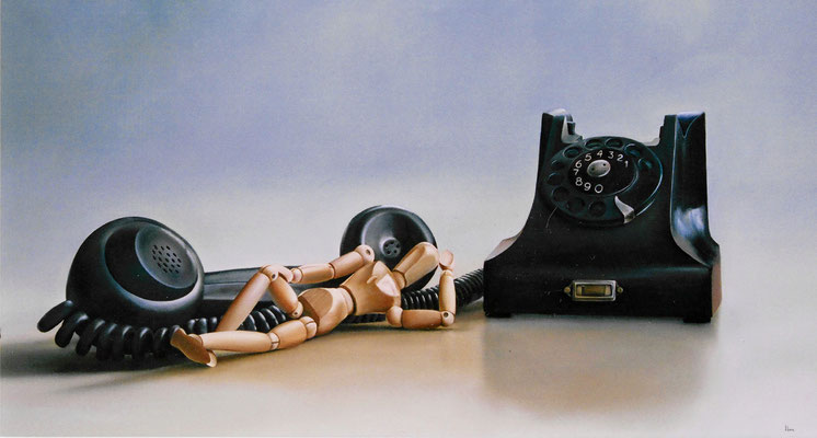 Jorge Luna. UNA VIDA ESCUCHÁNDOTE. Óleo sobre tela 80 x 150 cm. 