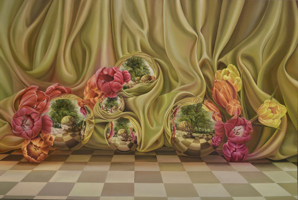 EL SUEÑO DE UN JARDÍN. Óleo/tela cm. 200 x 300. Jorge Luna