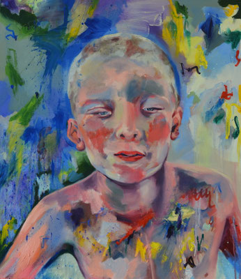 portrait of a boy (2) wind, earth & fire), oil on canvas, 80 x 70 x 2 cm, 2025, 1090 €