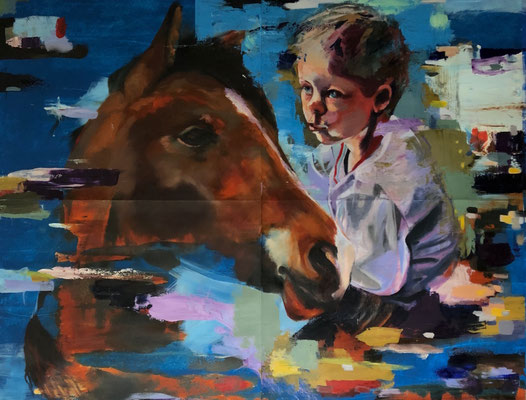 edgar & corado, oil on paper on kappa plate, 97 x 127,5 cm, framed, 2020, 1220 €