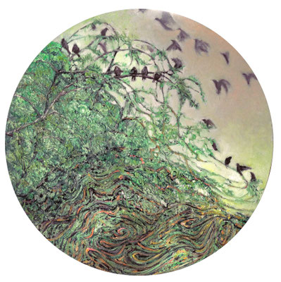 Mapa ptasich lotów, olej na płótnie, 50cm. 