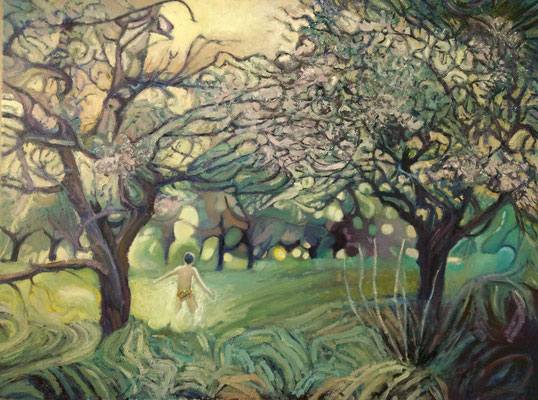 Wiosna w sadzie, olej na płótnie. 