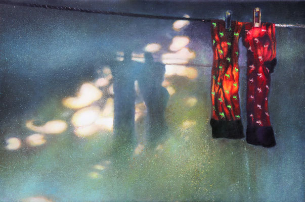 Podróżnicy, olej na płótnie, 2025 