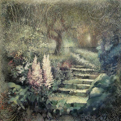 Znajdź swój sen. Ogród. Olej na płótnie 120x120cm. 