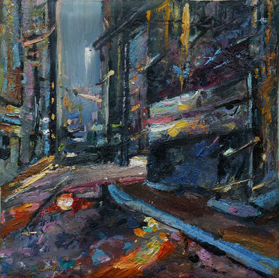 Passage 2 Oil on ceramic tile 11x11cm. 