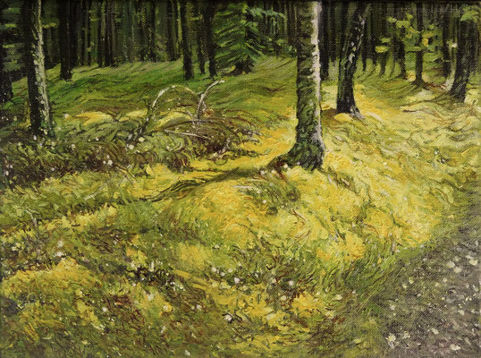 Kociewski las, olej na płótnie 30x40cm, 2020 rok. Obraz dostępny