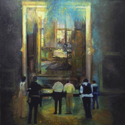 Tam ktoś jest? Olej na płótnie 120x120cm, 2024