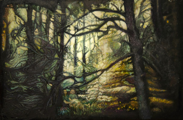 Jaś i Małgosia, olej na płotnie. 