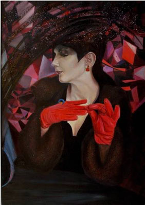 Czerwony. Poza sceną. Red (Behind the Scenes). Oil on canvas 115x 81cm. 