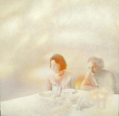 Ania i Weronika, olej na płótnie 100x100 cm. 