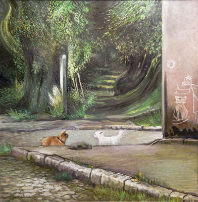 Zmiana warty, olej na płotnie 100x100cm. 