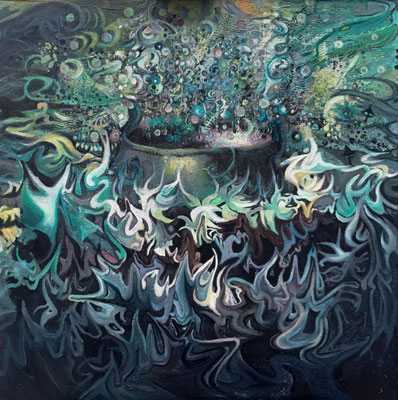 W kotle, olej na płotnie. 