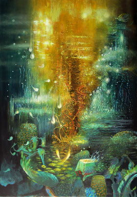 Ballada żółto-zielona, olej na płótnie 100x70cm, 2025