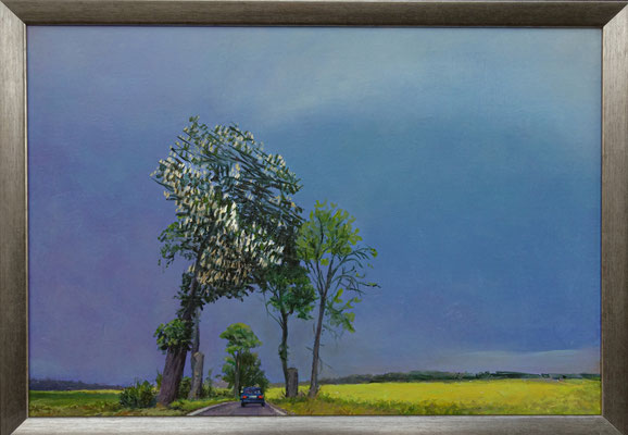 DW231 w czasie wiosennej burzy, olej na płótnie, 2020. 